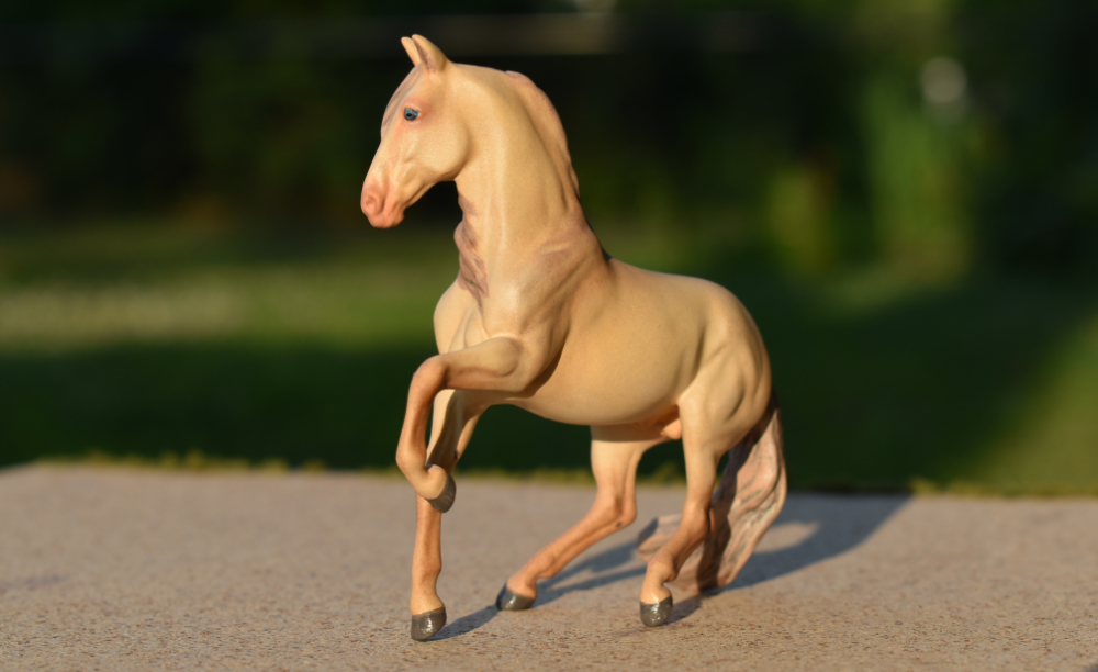 CM Breyer by Sarah Tregay, a Custom Mini/ pearl andalusian horse sculpture 