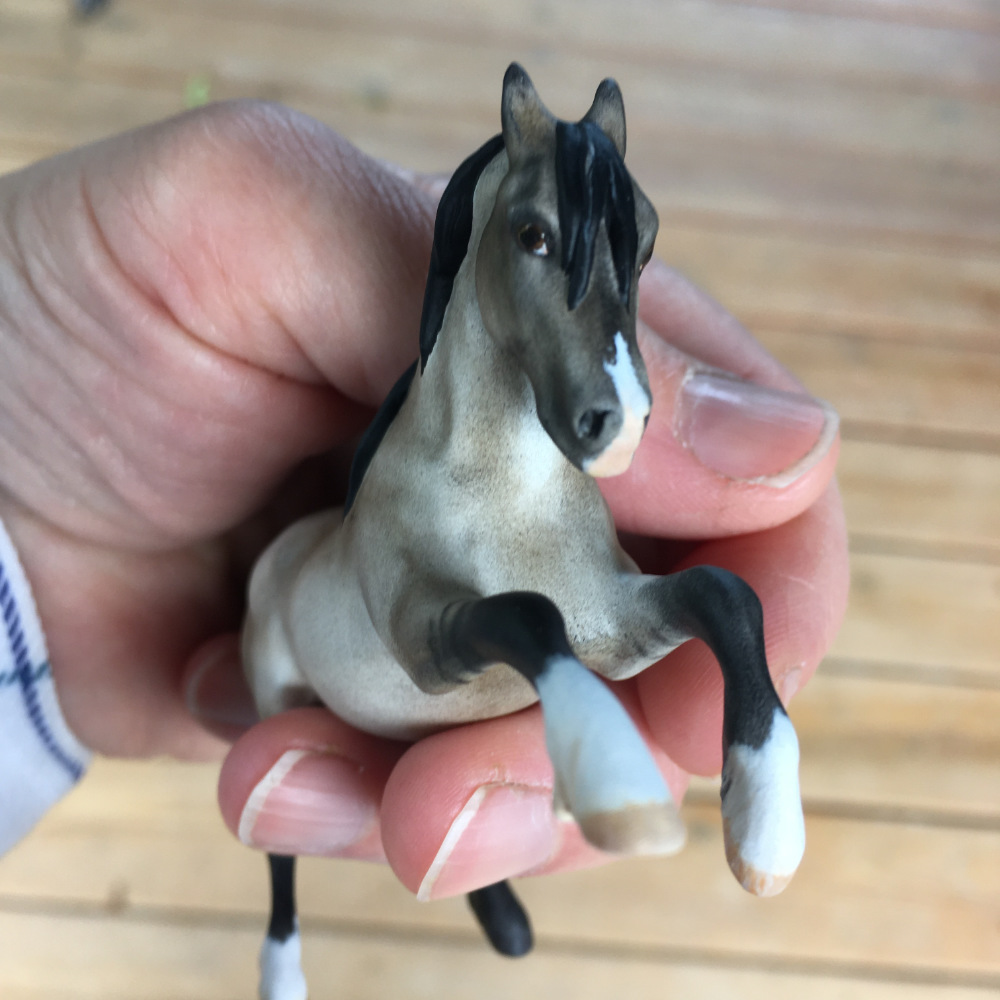 CM Breyer by Sarah Tregay, a Custom Mini/ Stablemate Model Horse to grulla rearing stallion