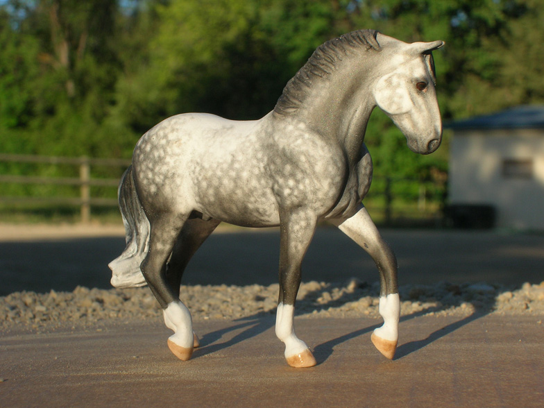 >Dapple Gray Lippizaner Stallion custom mini model horse by Sarah Tregay (Breyer Stablemate)