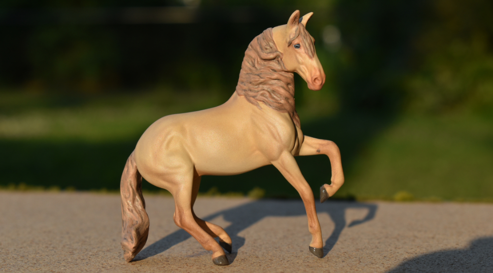 CM Breyer by Sarah Tregay, a Custom Mini/ pearl andalusian horse sculpture 