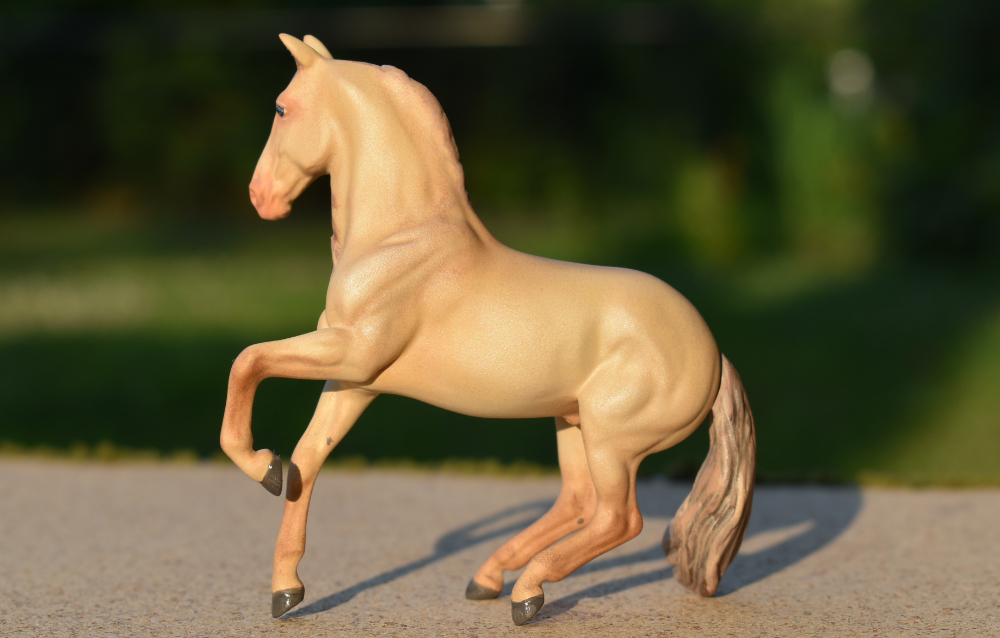 CM Breyer by Sarah Tregay, a Custom Mini/ pearl andalusian horse sculpture 