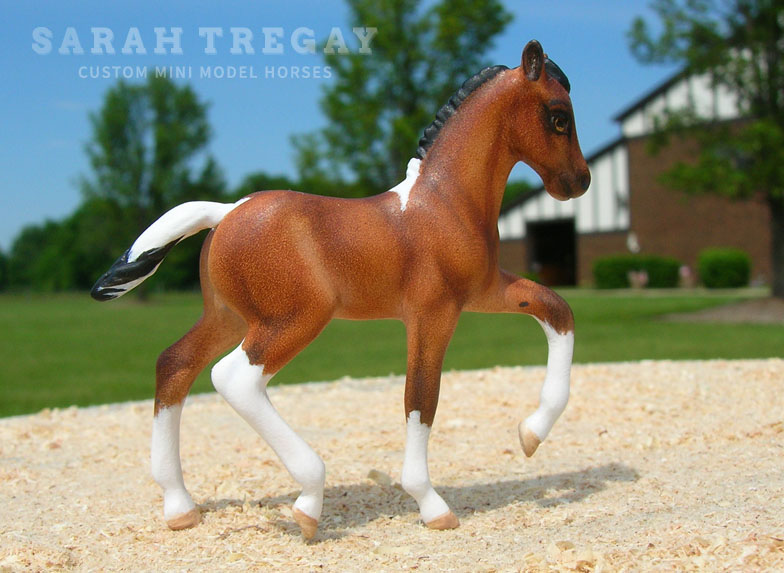 Custom Mini Model Horse by Sarah Tregay, a Breyer Stablemate CM to an ASB foal