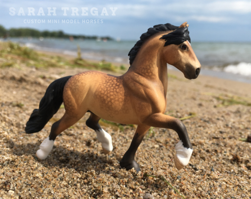 Dapple Buckskin Welsh Section D Cob Stallion Pony breyer stablemate custom mini model horse by Sarah Tregay