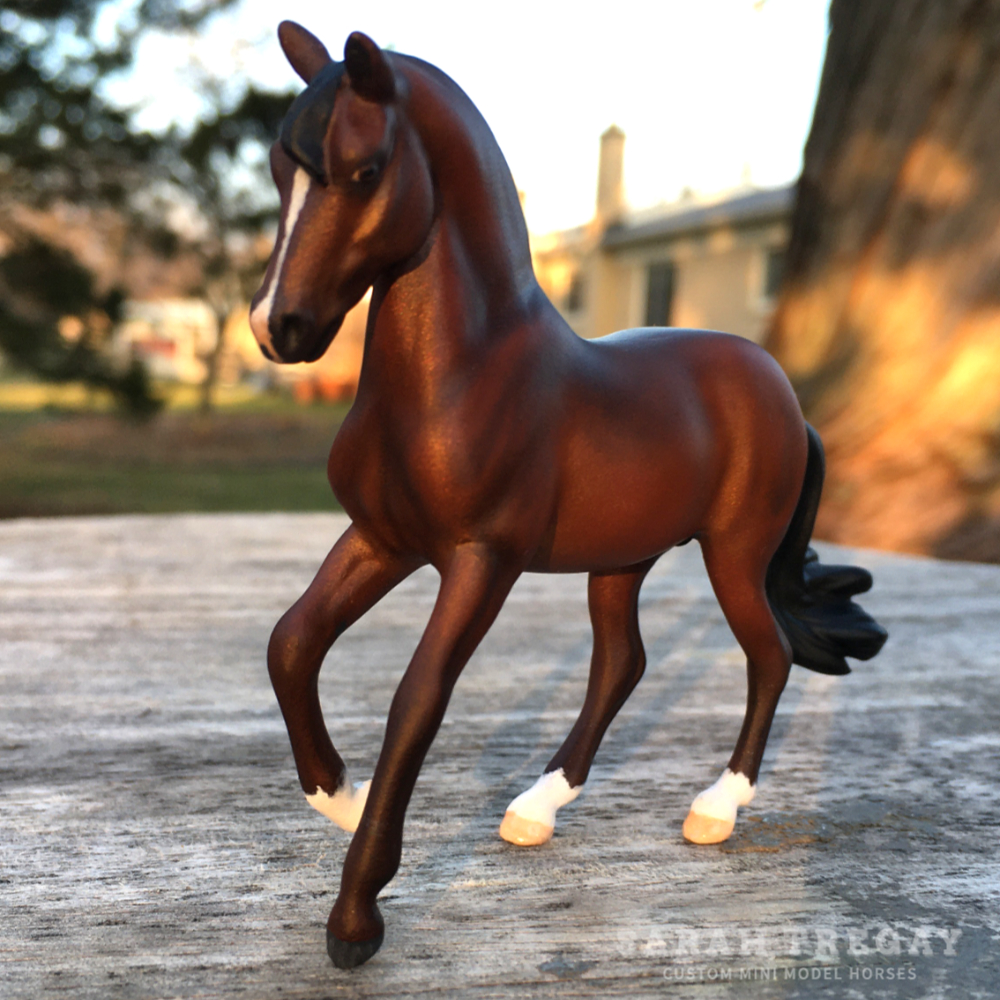 Custom mini Breyer Bay Morgan Model horse by Sarah Tregay