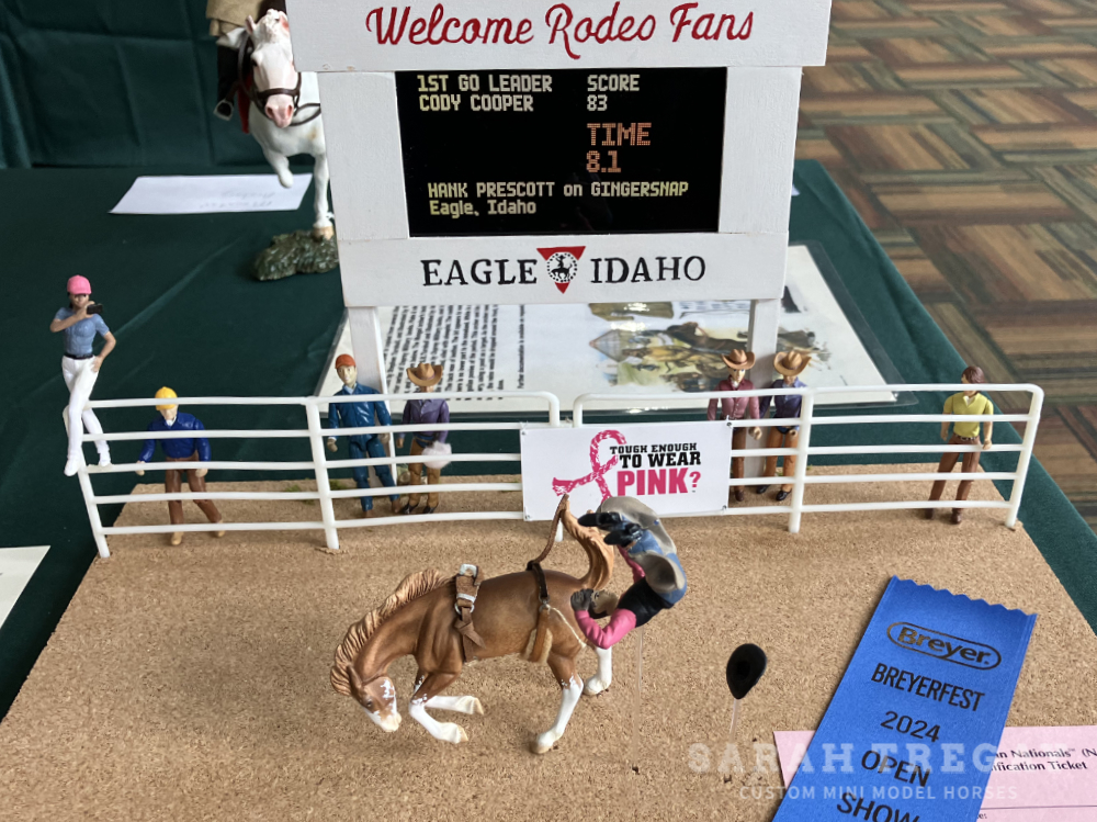 custom Breyer Stablemate Bronc with cowboy at Breyerfest open show by Sarah Tregay