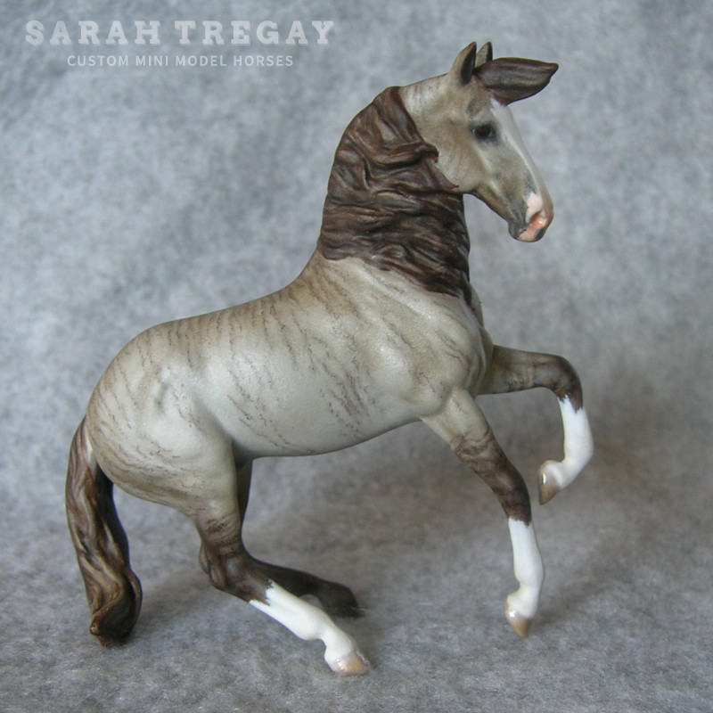 CM mini Alborozo Model horse / Breyer Stablemate Custom by Sarah Tregay in grulla brindle