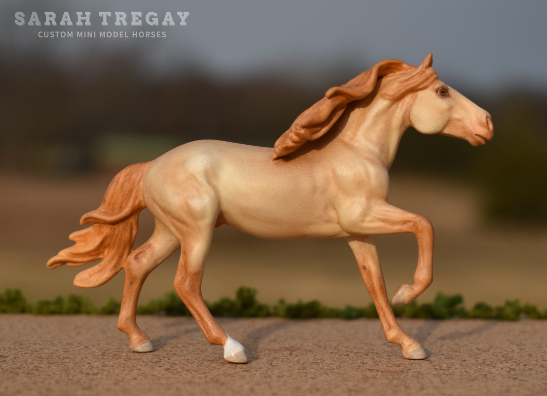 Champagne Lustano Stallion breyer stablemate custom mini model horse by Sarah Tregay
