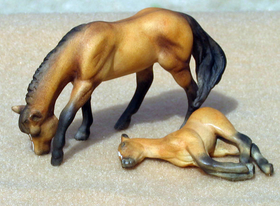 custom model mare and sleeping foal by Sarah Tregay