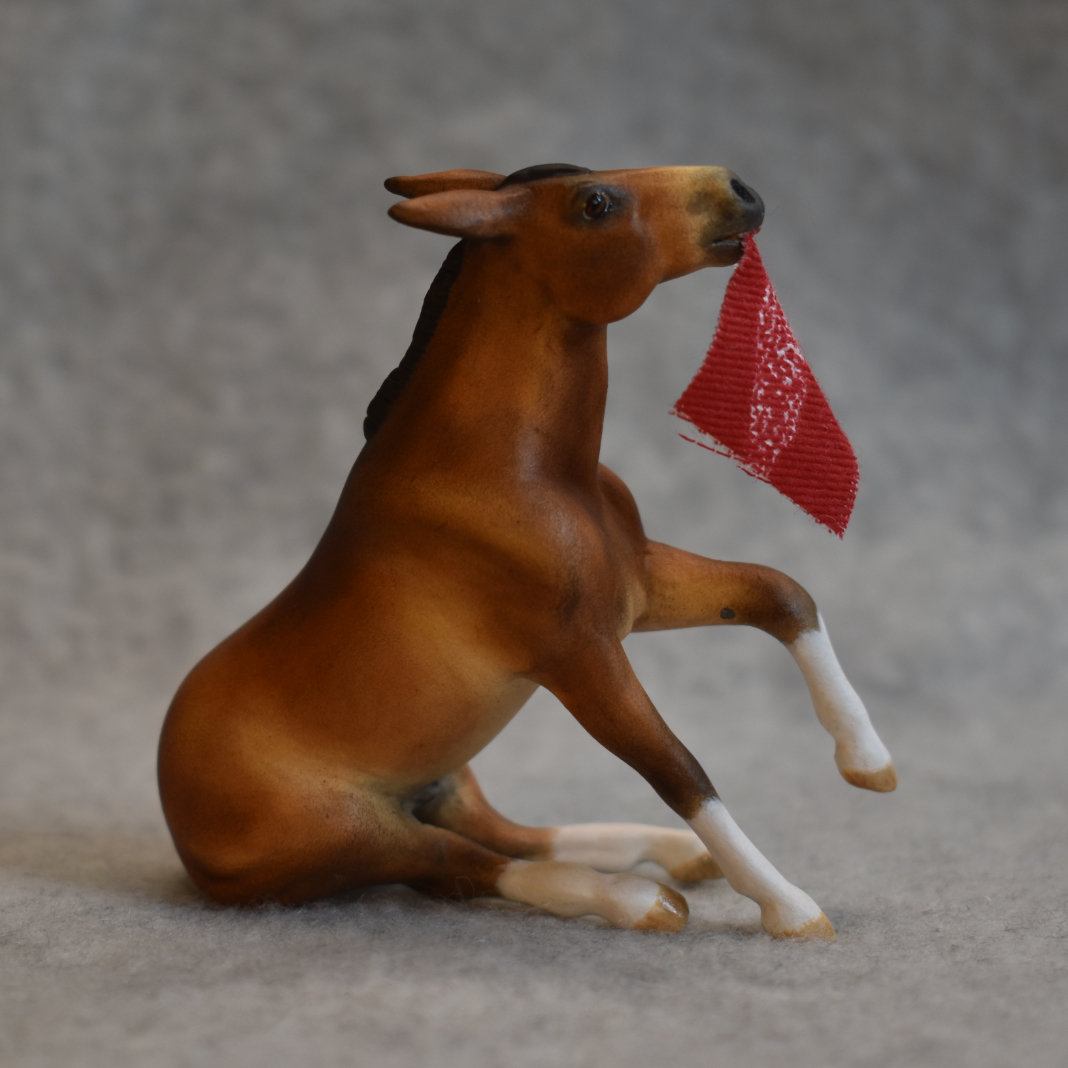 CM Breyer by Sarah Tregay, a  bay paint mule Custom Mini/ Stablemate Model Horse Breyer reining /sliding stop mold