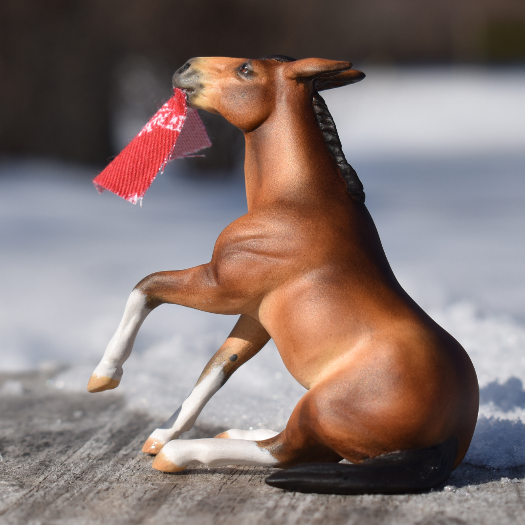 CM Breyer by Sarah Tregay, a  bay paint mule Custom Mini/ Stablemate Model Horse Breyer reining /sliding stop mold