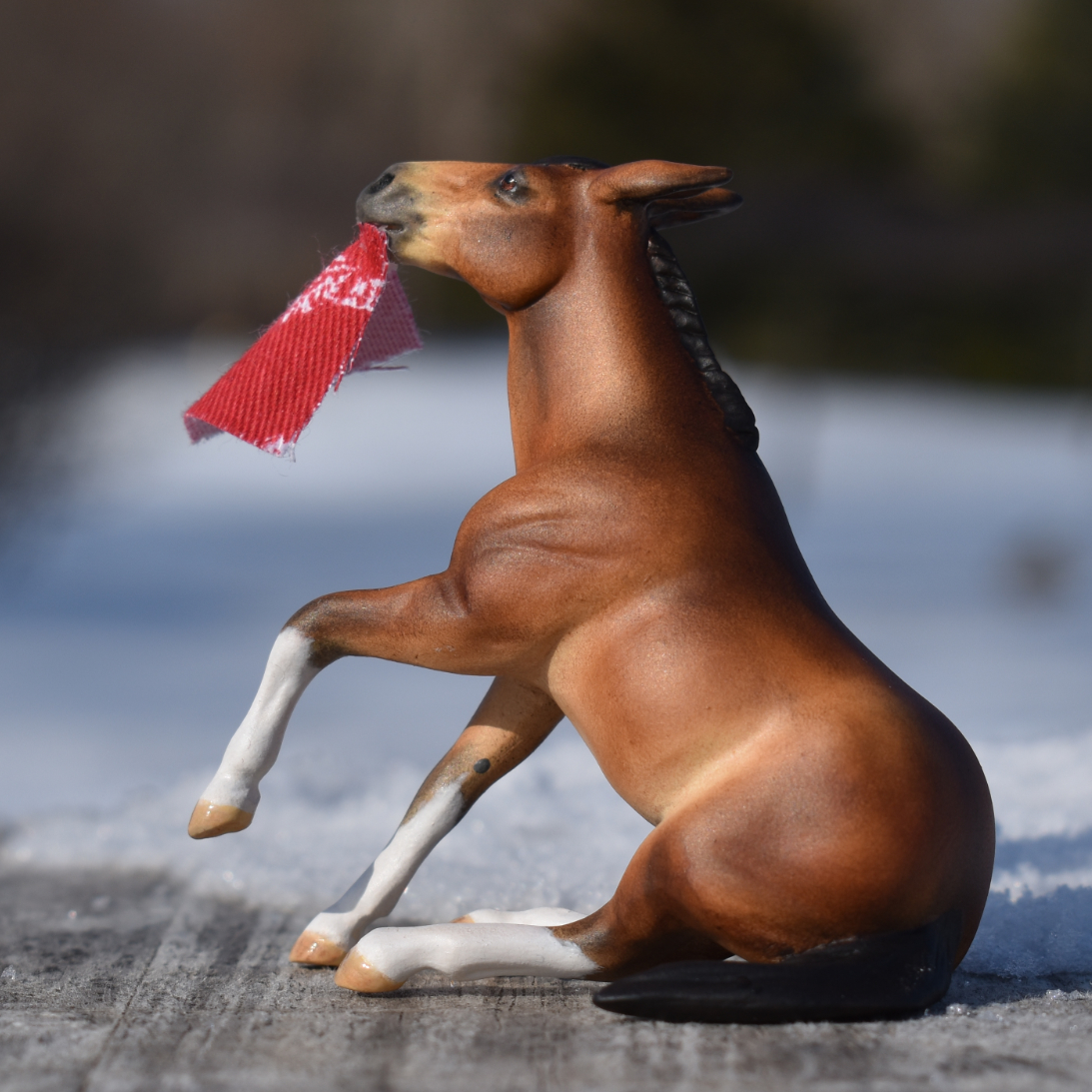 CM Breyer by Sarah Tregay, a  bay paint mule Custom Mini/ Stablemate Model Horse Breyer reining /sliding stop mold