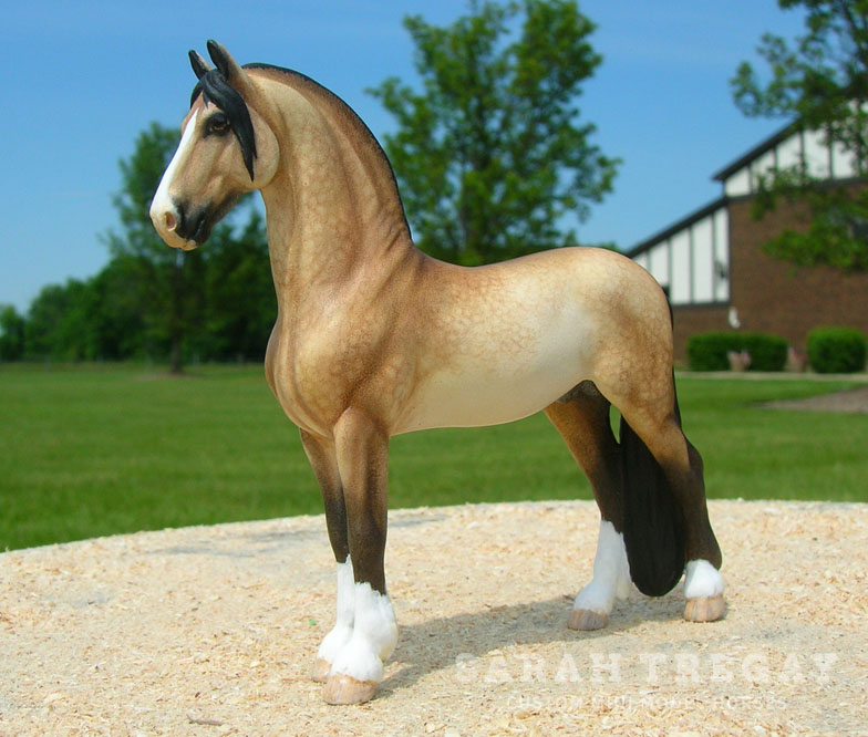 breyer stablemate custom mini model horse, Dapple buckskin Friesian / Spanish breed cross by Sarah Tregay