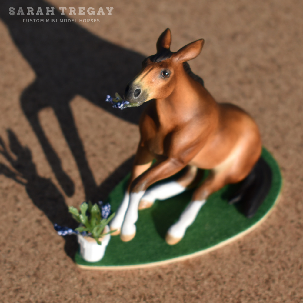 CM Breyer by Sarah Tregay, a  bay paint mule Custom Mini/ Stablemate Model Horse Breyer reining /sliding stop mold