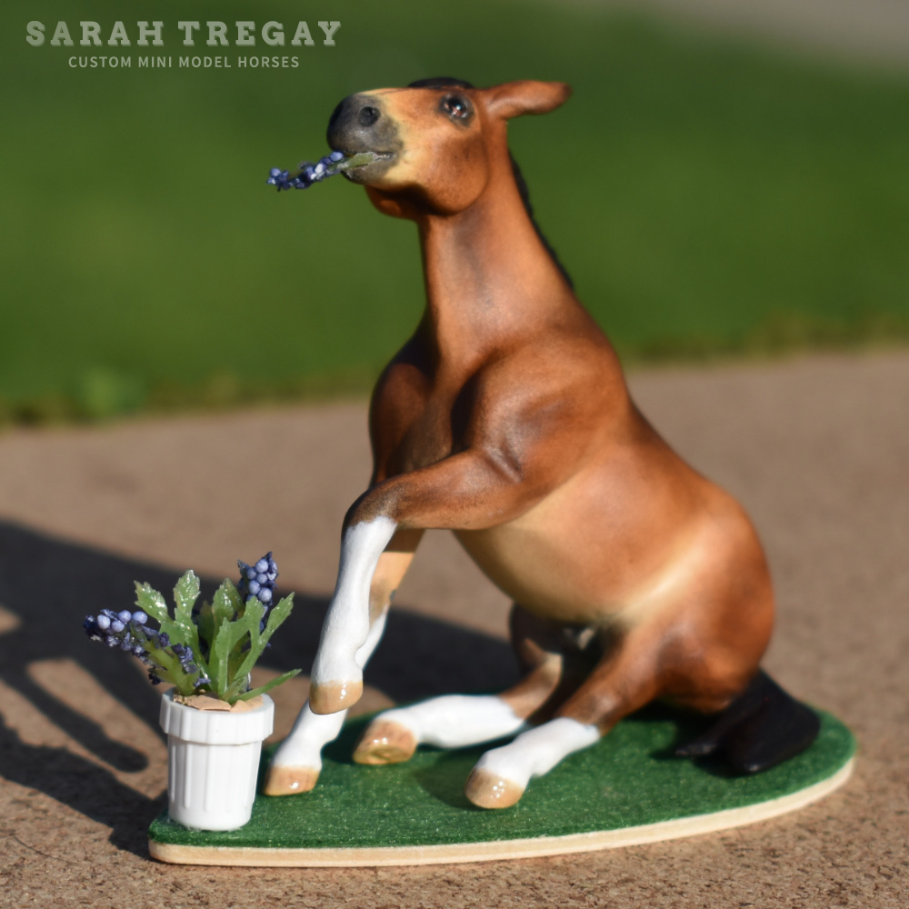 CM Breyer by Sarah Tregay, a  bay paint mule Custom Mini/ Stablemate Model Horse Breyer reining /sliding stop mold