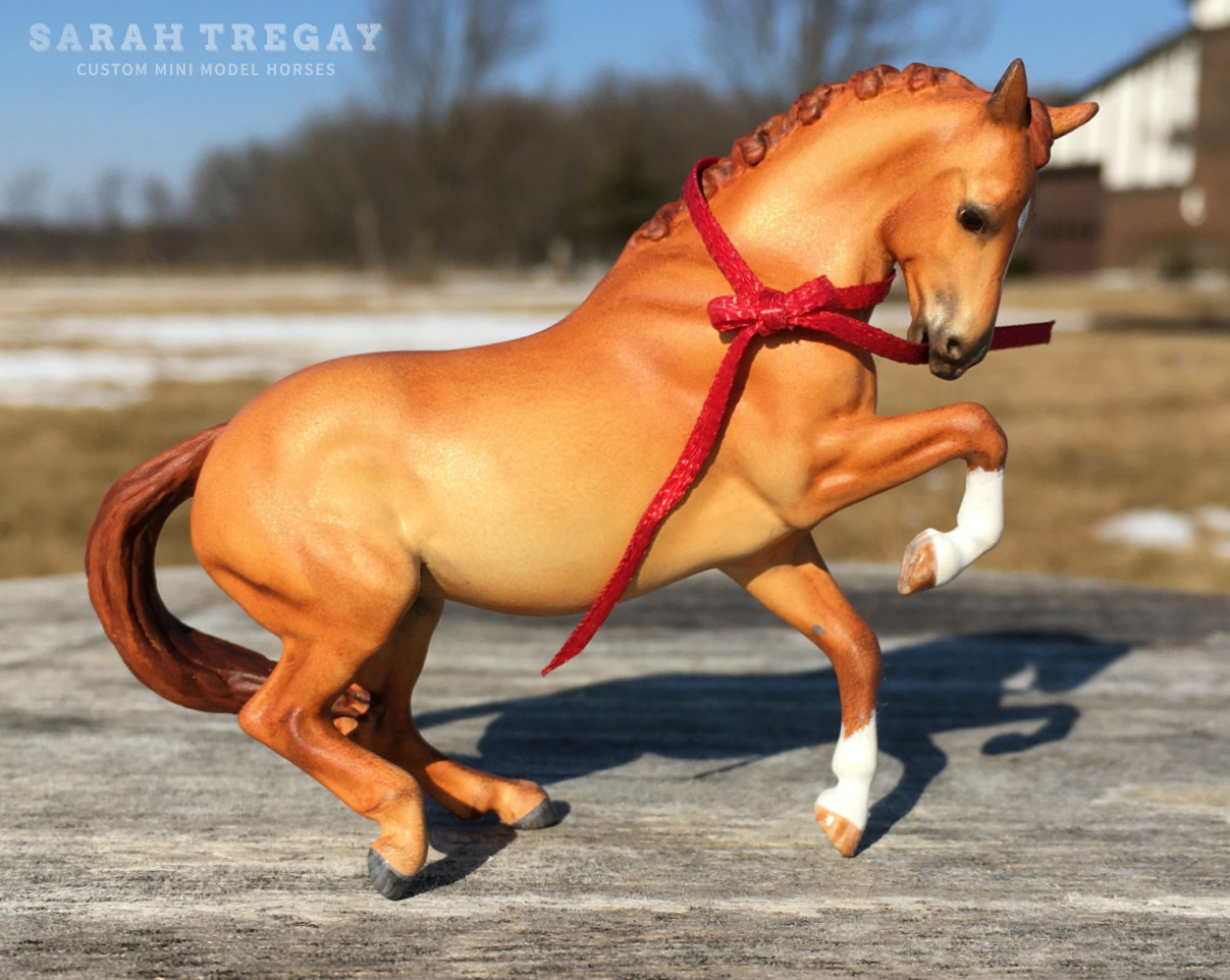 CM Breyer Croi Stablemate, a red dun German riding pony mare by Sarah Tregay, a Custom Mini/ Stablemate Model Horse