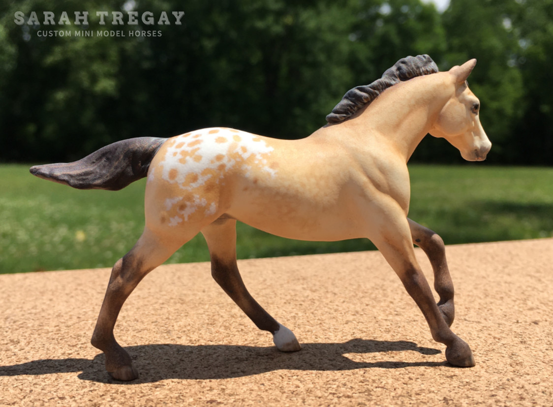 CM Breyer G1 Seabiscuit Stablemate Custom, a dapple buckskin blanket appaloosa by Sarah Tregay, a Custom Mini/ Stablemate Model Horse