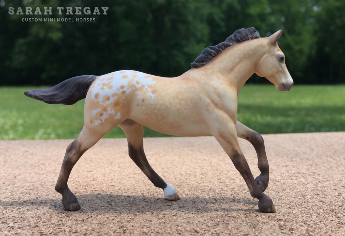 CM Breyer G1 Seabiscuit Stablemate Custom, a dapple buckskin blanket appaloosa by Sarah Tregay, a Custom Mini/ Stablemate Model Horse