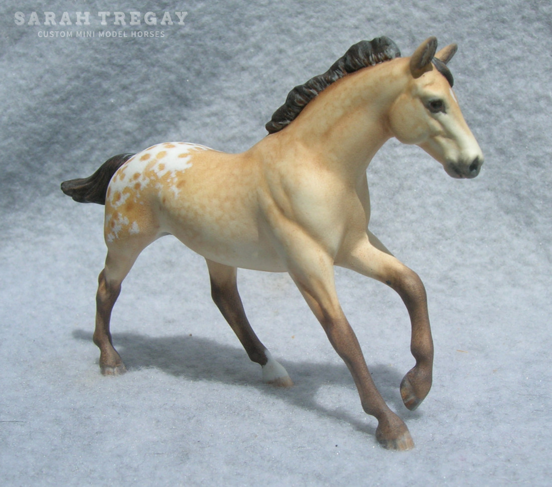 CM Breyer G1 Seabiscuit Stablemate Custom, a dapple buckskin blanket appaloosa by Sarah Tregay, a Custom Mini/ Stablemate Model Horse 