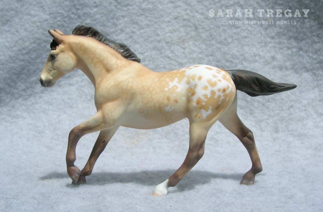 CM Breyer G1 Seabiscuit Stablemate Custom, a dapple buckskin blanket appaloosa by Sarah Tregay, a Custom Mini/ Stablemate Model Horse