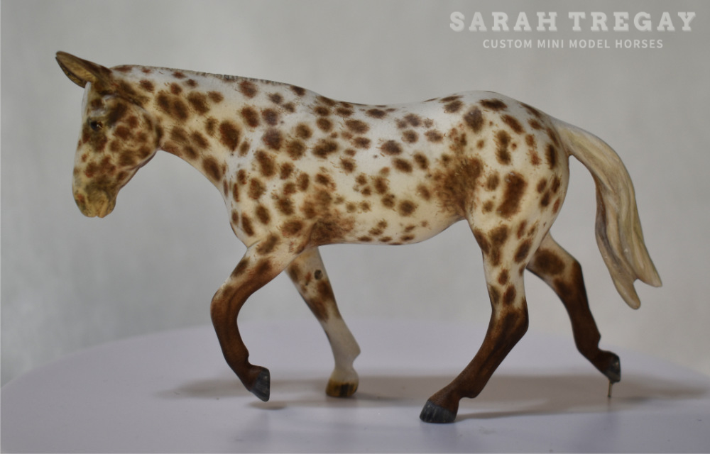 CM Breyer by Sarah Tregay, a Custom Mini/ Stablemate Model Molly Mule in Liver Chestnut Appaloosa