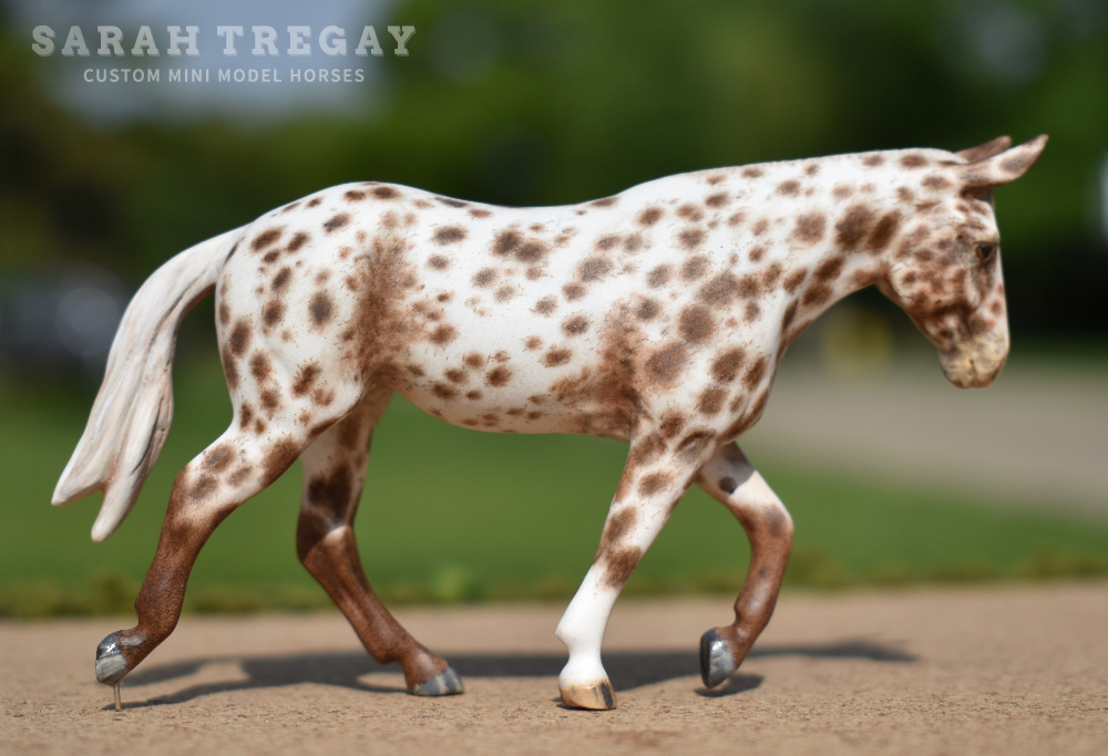 CM Breyer by Sarah Tregay, a Custom Mini/ Stablemate Model Molly Mule in Liver Chestnut Appaloosa
