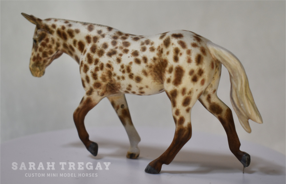 CM Breyer by Sarah Tregay, a Custom Mini/ Stablemate Model Molly Mule in Liver Chestnut Appaloosa