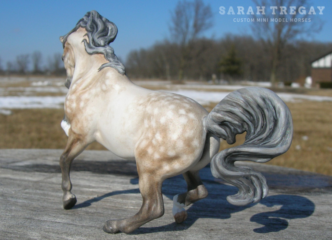 CM Breyer Croi Stablemate, a dapple rose gray pony mare by Sarah Tregay, a Custom Mini/ Stablemate Model Horse