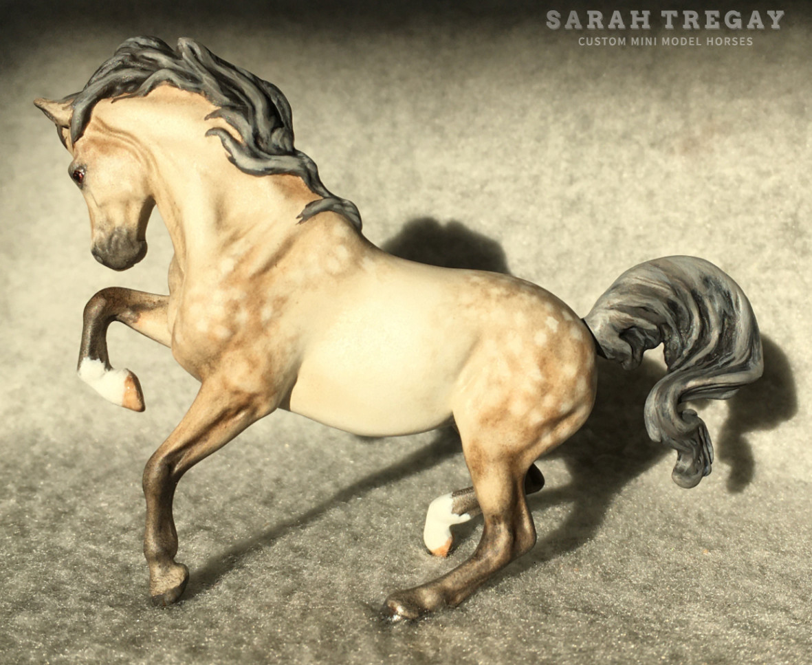 CM Breyer Croi Stablemate,  a dapple rose gray pony mare by Sarah Tregay, a Custom Mini/ Stablemate Model Horse