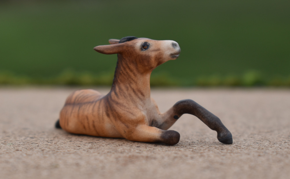 CM model horse mule Custom Breyer Stablemate (mini) by Sarah Tregay mule foal brindle, bay brindle mule baby