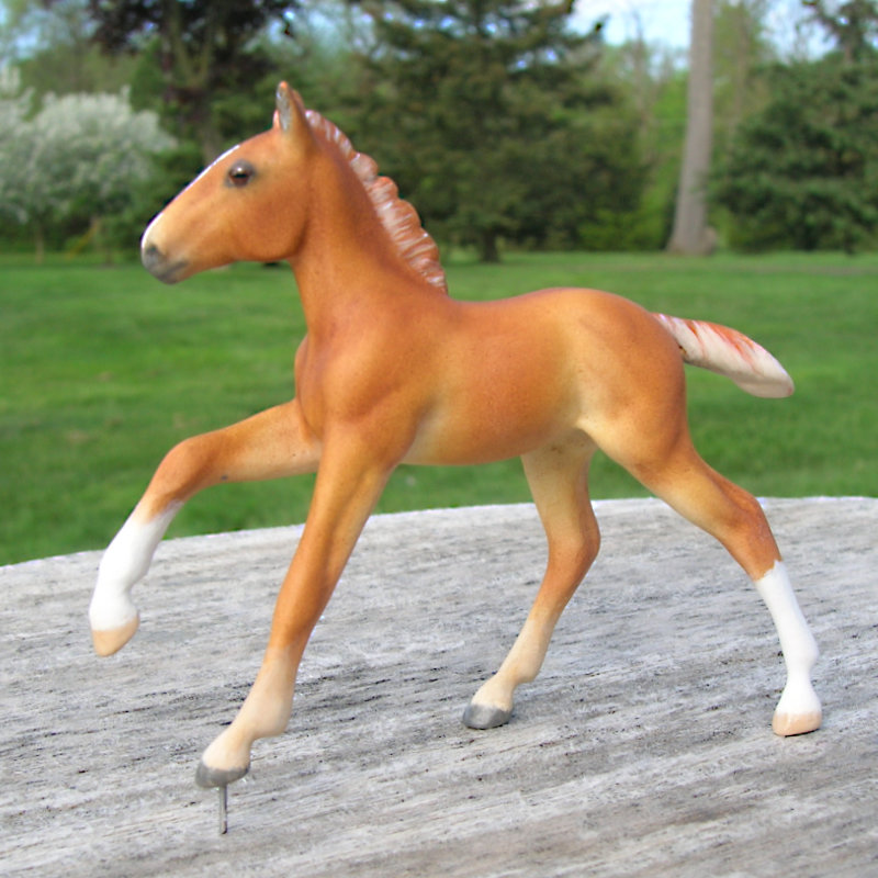 CM warmblood filly in chestnut by Sarah Tregay, a Custom Mini/ Stablemate Model Horse