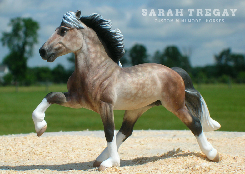 dapple gray / rose gray horse, breyer stablemate custom mini model horse by Sarah Tregay
