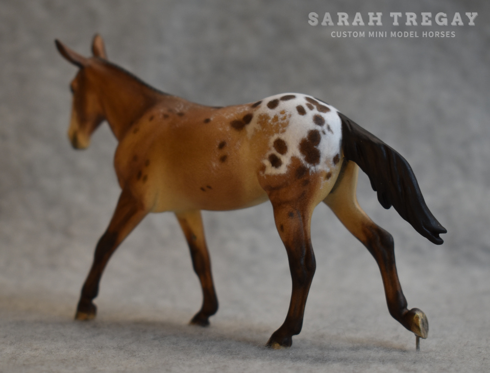 CM Breyer by Sarah Tregay, a bay appaloosa mule Custom Mini/ Stablemate Model Horse Breyer corbin/Irish Draft mold