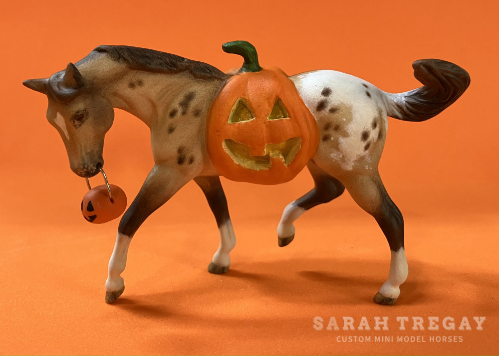 Trick-or-treat, Halloween Model Horse  buckskin appaloosa/ pumpkin belly Jack-o-lantern