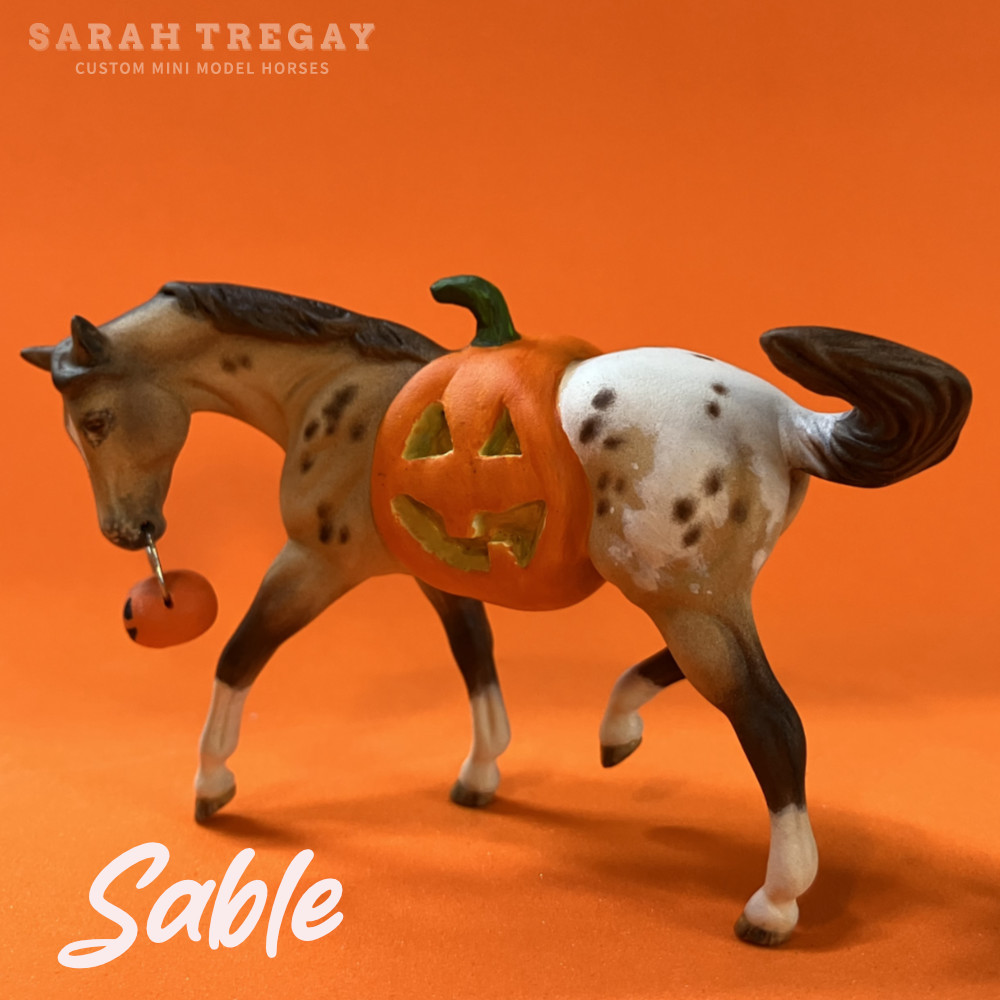 Trick-or-treat, Halloween Model Horse  buckskin appaloosa/ pumpkin belly Jack-o-lantern