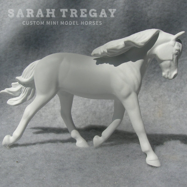 Custom mini Unpainted Morgan Model horse by Sarah Tregay in ready to paint prepped and primed