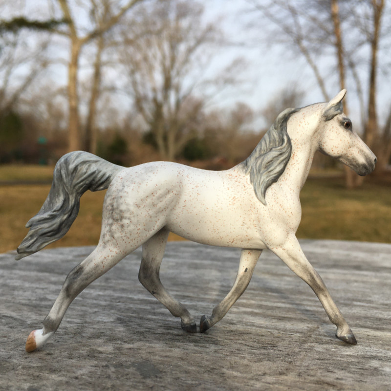 CM Breyer Prince Charming Stablemate Custom, a dapple flea bitten gray grey part Arabian mare by Sarah Tregay, a Custom Mini/ Stablemate Model Horse
