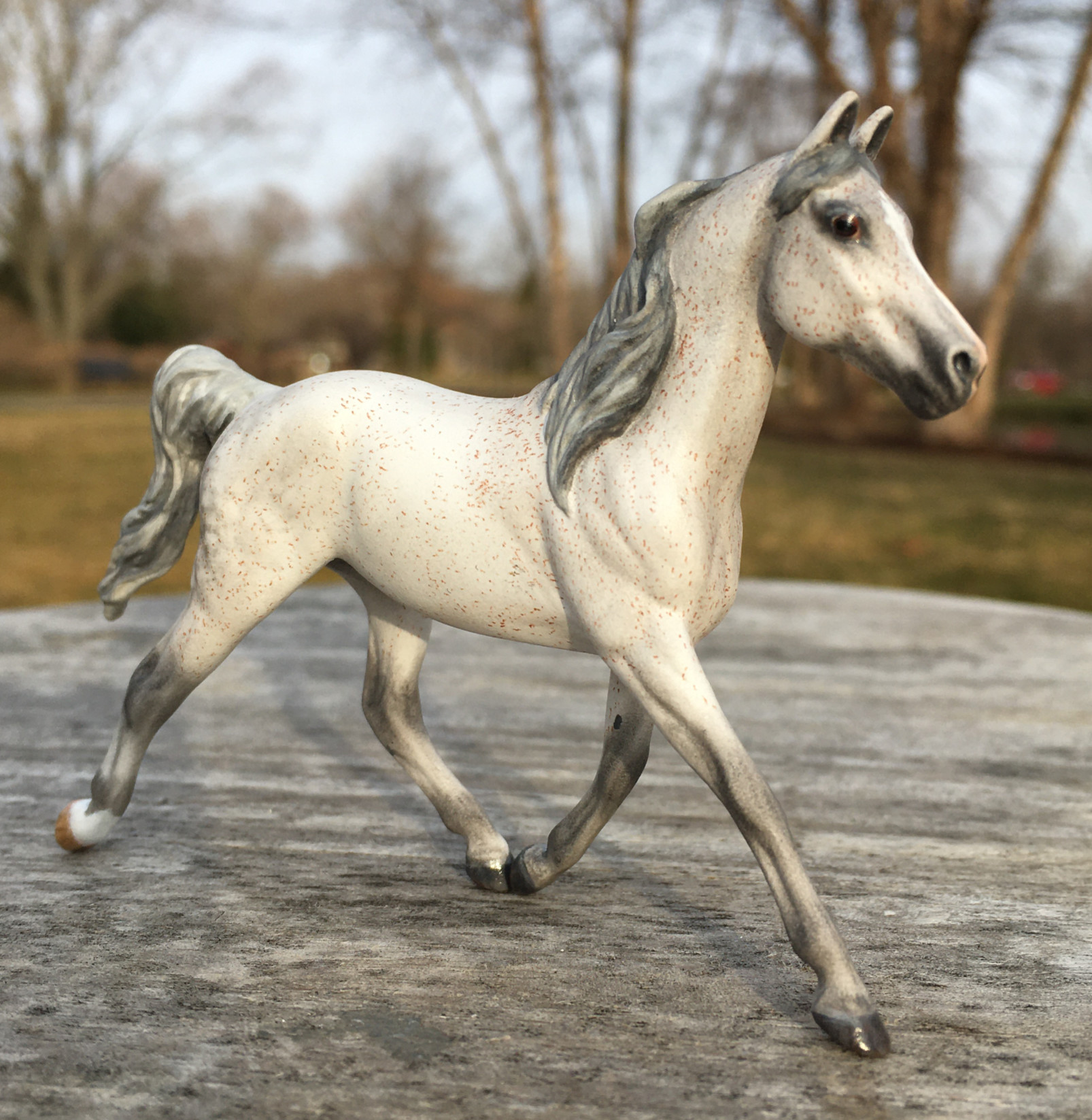 CM Breyer Prince Charming Stablemate Custom, a dapple flea bitten gray grey part Arabian mare by Sarah Tregay, a Custom Mini/ Stablemate Model Horse 