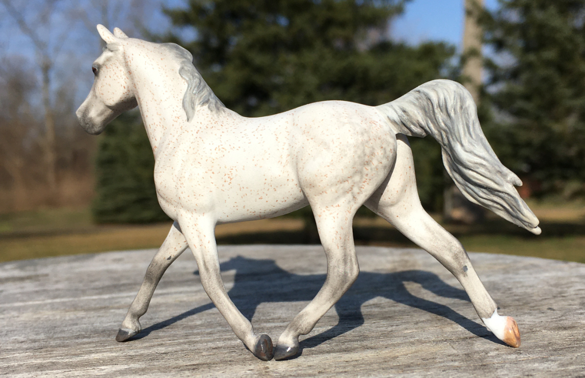CM Breyer Prince Charming Stablemate Custom, a dapple flea bitten gray grey part Arabian mare by Sarah Tregay, a Custom Mini/ Stablemate Model Horse 