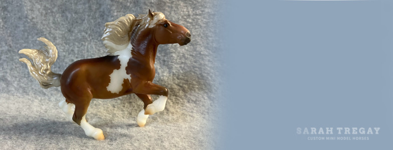 Breyer Stablemate Mold: playful draft horse sculpted by Sarah Minkiewicz-Breunig and coming soon custom mini by Sarah Tregay