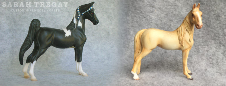Breyer Stablemate Mold: American Saddlebred (G2) by Kathleen Moody, 1998 and custom mini by Sarah Tregay
