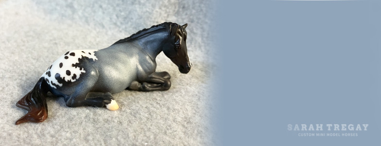 Breyer Stablemate Mold: Enya, lying down pony/small horse mare, by Mindy Berg, 2025 and coming soon, custom mini by Sarah Tregay