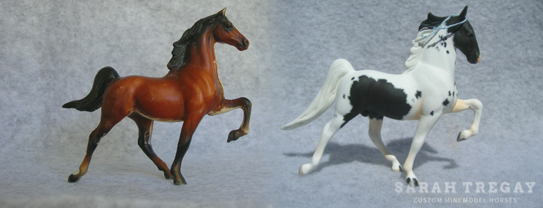 Breyer Stablemate Mold: Saddlebred (G1) - by Maureen Love, 1975, and custom mini by Sarah Tregay