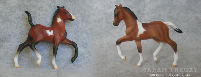 Breyer Stablemate Mold: Trotting Foal (G2) by Sarah Rose, 2000 and custom mini by Sarah Tregay