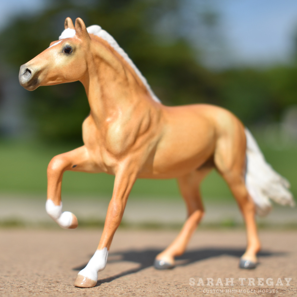 Custom mini Breyer Palomino Model horse by Sarah Tregay