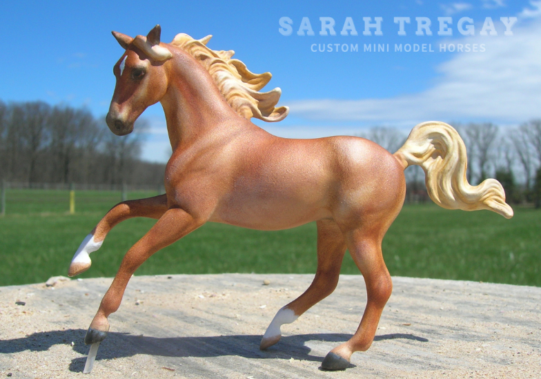Custom Mini Model Horse by Sarah Tregay, Sorrel Morab (Morgan / Arabian Mare from Magnolia Unicorn Breyer Stablemate