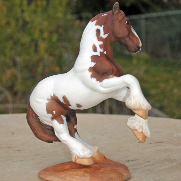 custom mini model horse by Sarah Tregay (pinto breyer drafter)