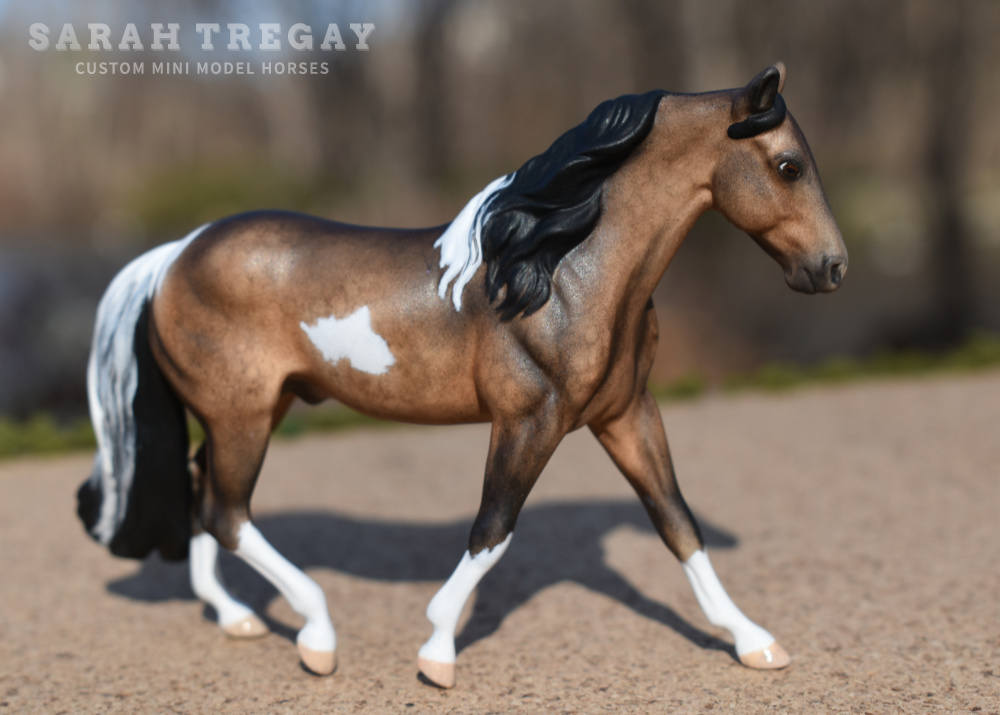 CM dapple bay pinto by Sarah Tregay, a Custom Mini/ Stablemate Model Horse