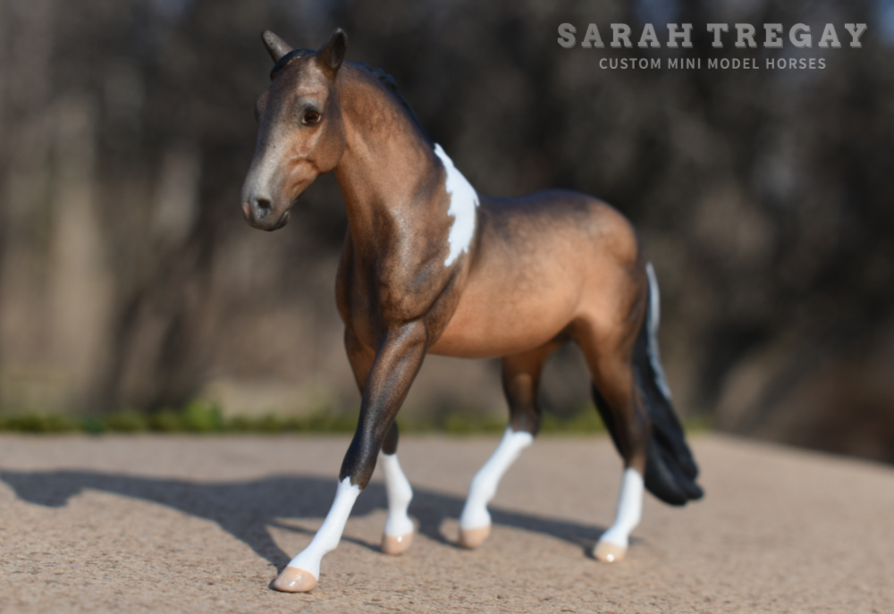 CM dapple bay pinto by Sarah Tregay, a Custom Mini/ Stablemate Model Horse