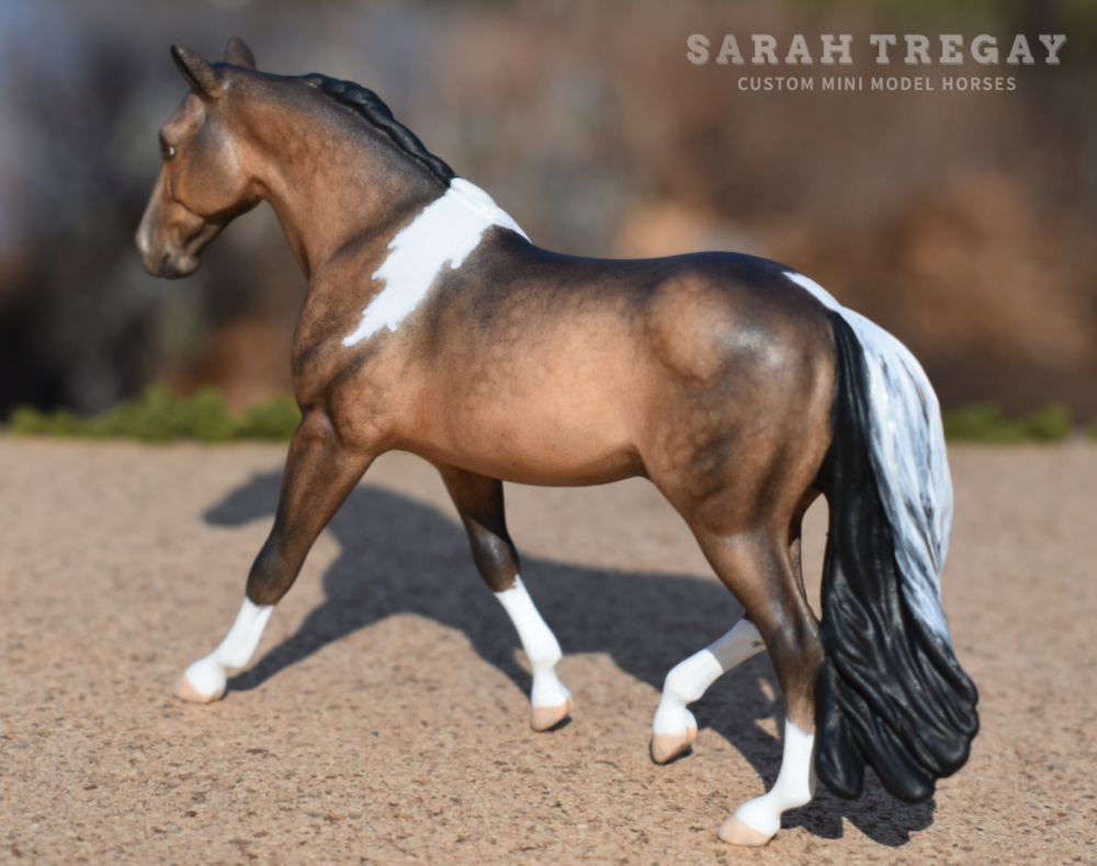 CM dapple bay pinto by Sarah Tregay, a Custom Mini/ Stablemate Model Horse