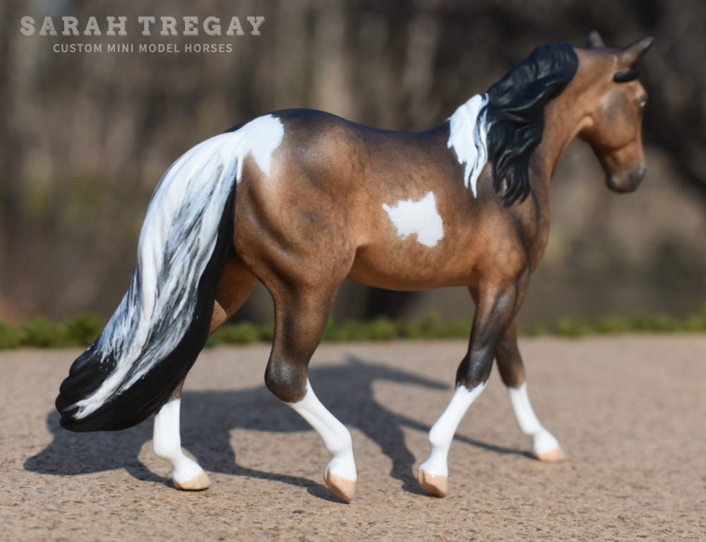 CM dapple bay pinto by Sarah Tregay, a Custom Mini/ Stablemate Model Horse